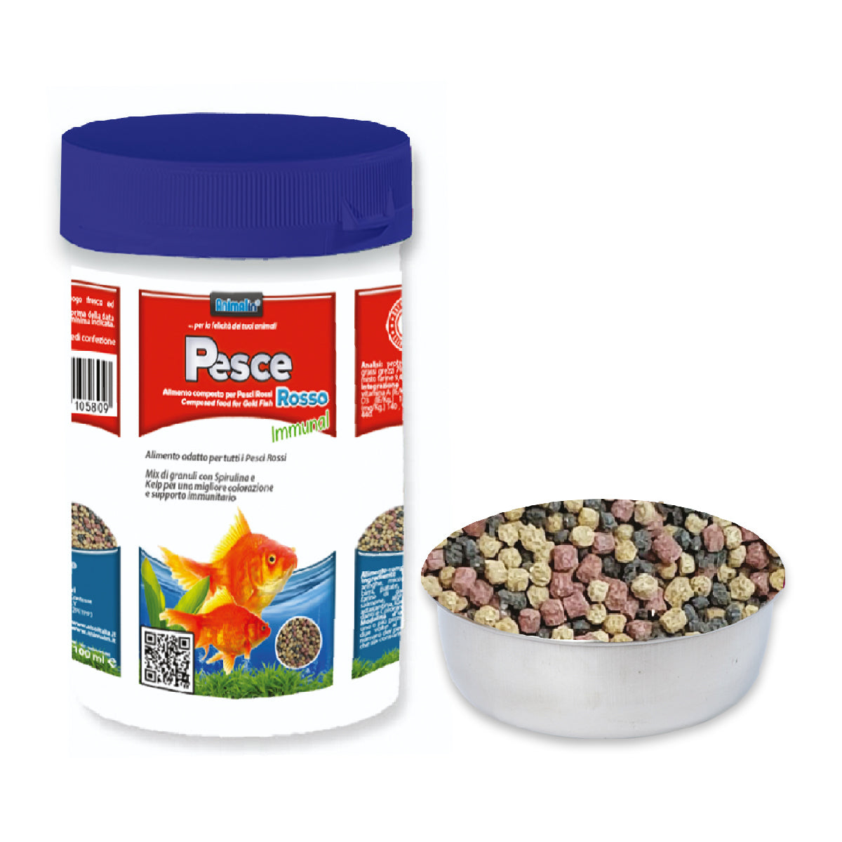 Mangime in granuli da 3 mm per pesce rosso con Spirulina e Kelp per colore intenso e difese immunitarie