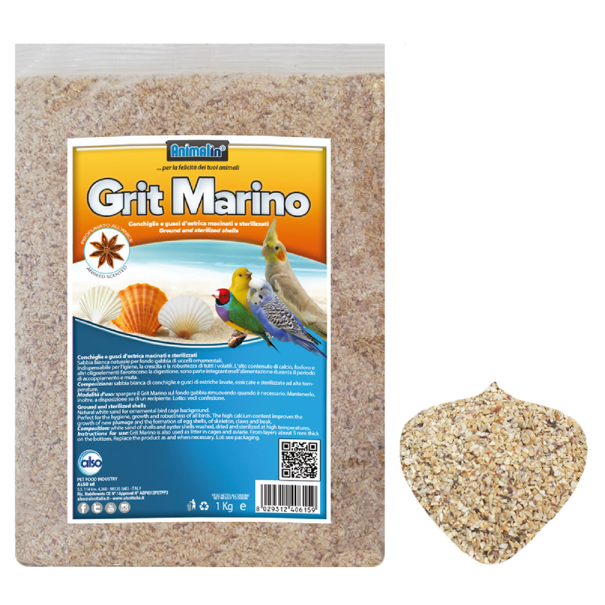 Grit Marino Sabbia Bianca Profumata all'Anice per Uccelli