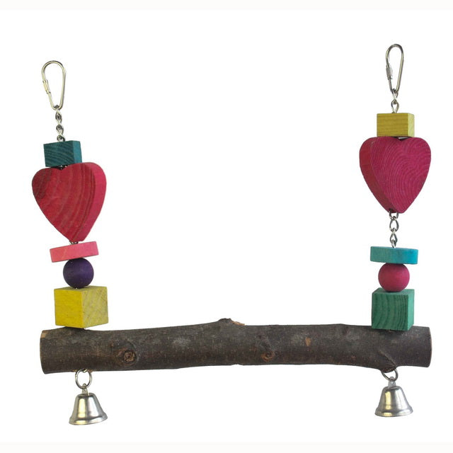 GIOCO BIRD ALTALENA IN LEGNO LOVE CON CAMPANELLE CM 30X27