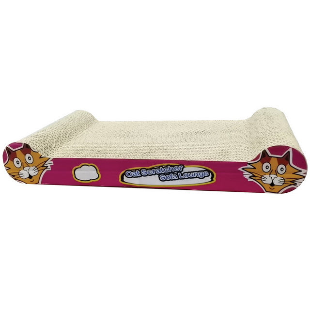 Tiragraffi in cartone fantasy per gatti con catnip, dimensioni 44,5 x 22 x 7 cm