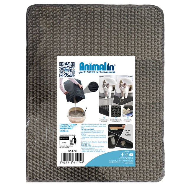 TAPPETINO LETTIERA GATTO DOPPIO STRATO IMPERMEABILE CM 45X60