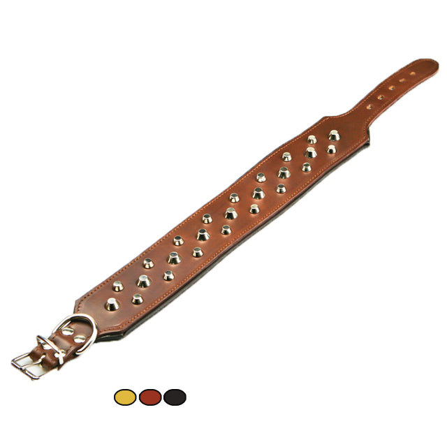 COLLARE MASTINO CUOIO IMBOTTITO CON BORCHIE