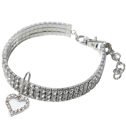 COLLARE GIOIELLO STRASS CUORE ARGENTO