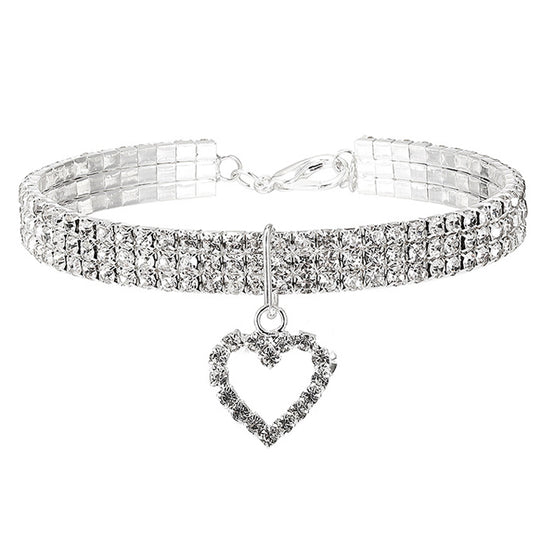 COLLARE GIOIELLO STRASS CUORE ARGENTO