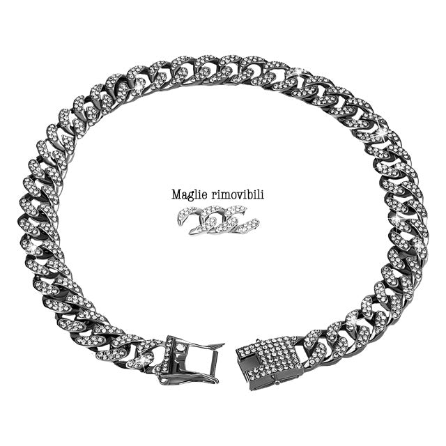 COLLARE GIOIELLO CATENA DIAMANTE ARGENTO