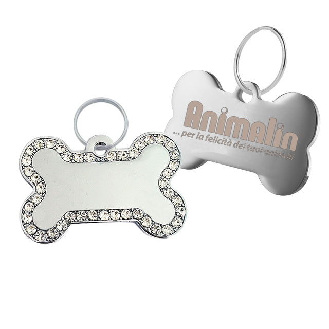 PENDENTE GIOIELLO OSSO DIAMANTE ARGENTO 4x2,6cm