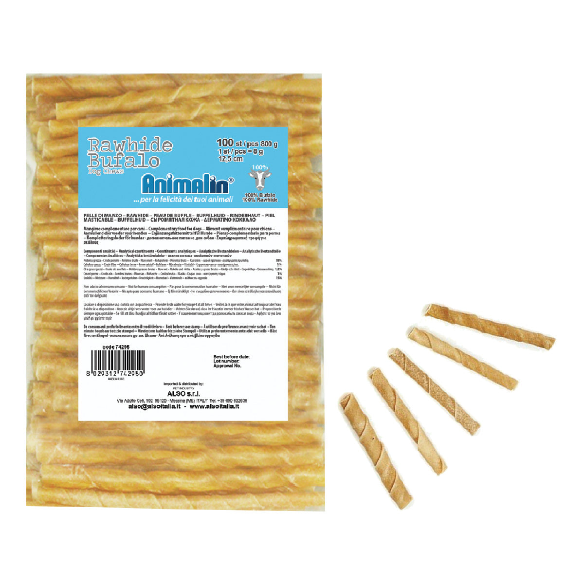 OSSO BUFALO GRISSINO PER CANI BUSTA DA 100 PEZZI
