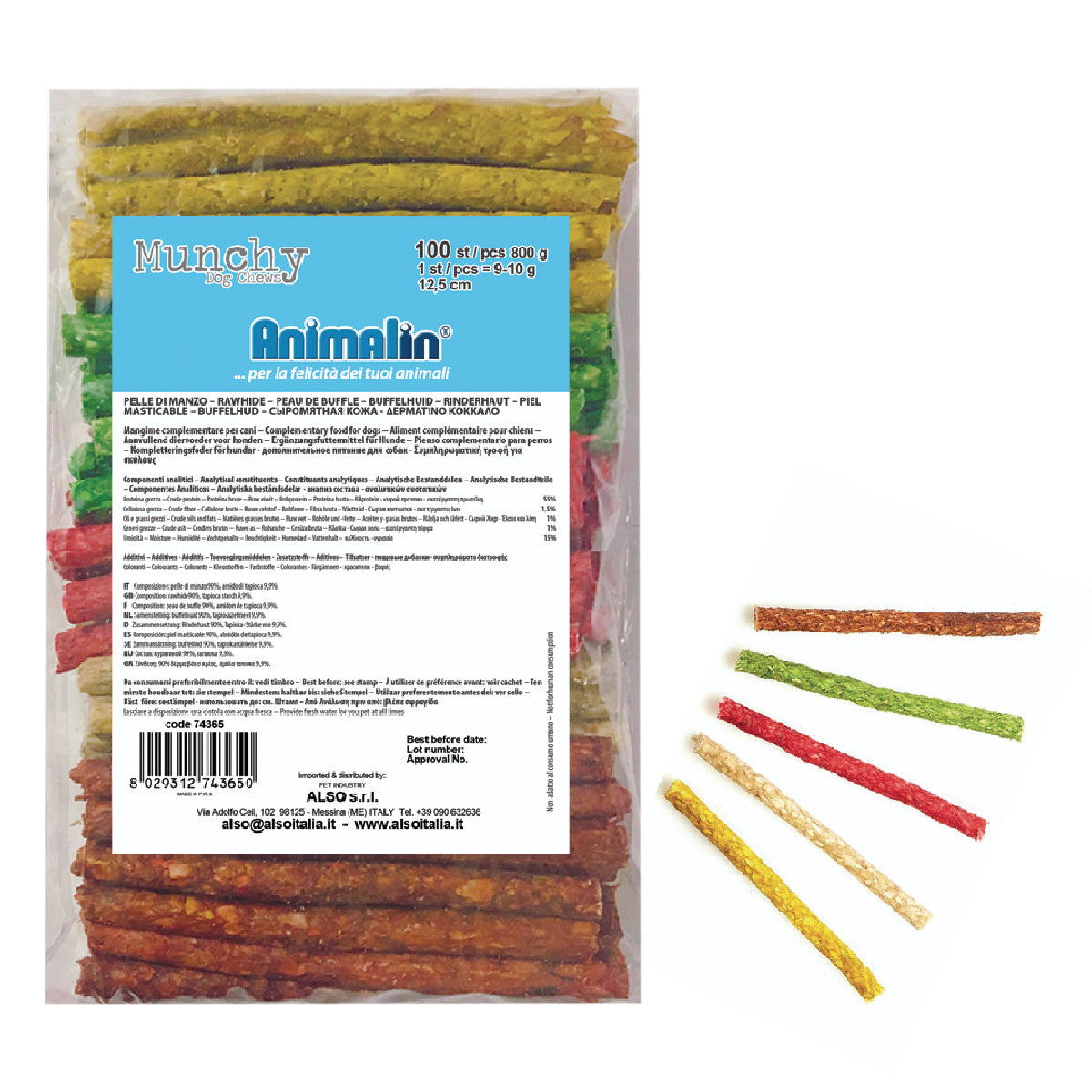 OSSO MUNCHY STICK PER CANI BUSTA DA 100 PZ