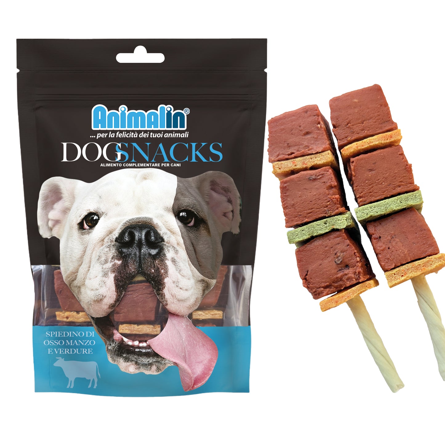 SNACK MONOPRO SPIEDINO DI OSSO CON MANZO E VERDURE