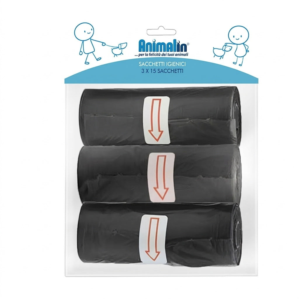 SACCHETTI IGIENICI 3 ROTOLI DA 15 SACCHETTI