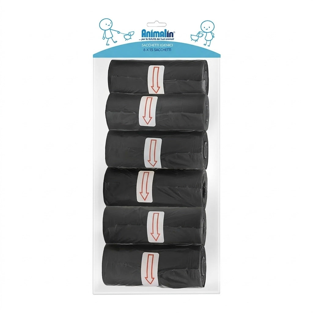 SACCHETTI IGIENICI 6 ROTOLI DA 15 SACCHETTI