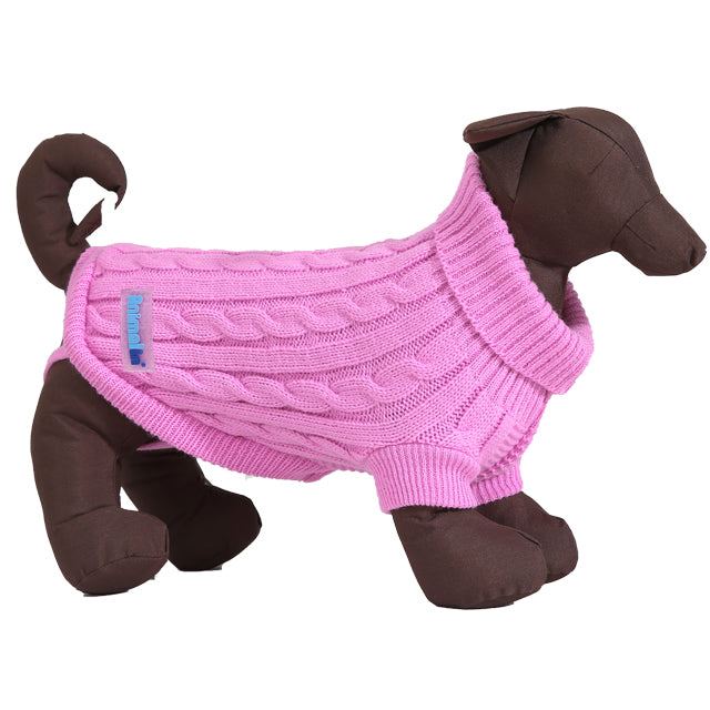Maglione treccia rosso per cani piccoli con ricamo decorativo e cinturini per le zampe