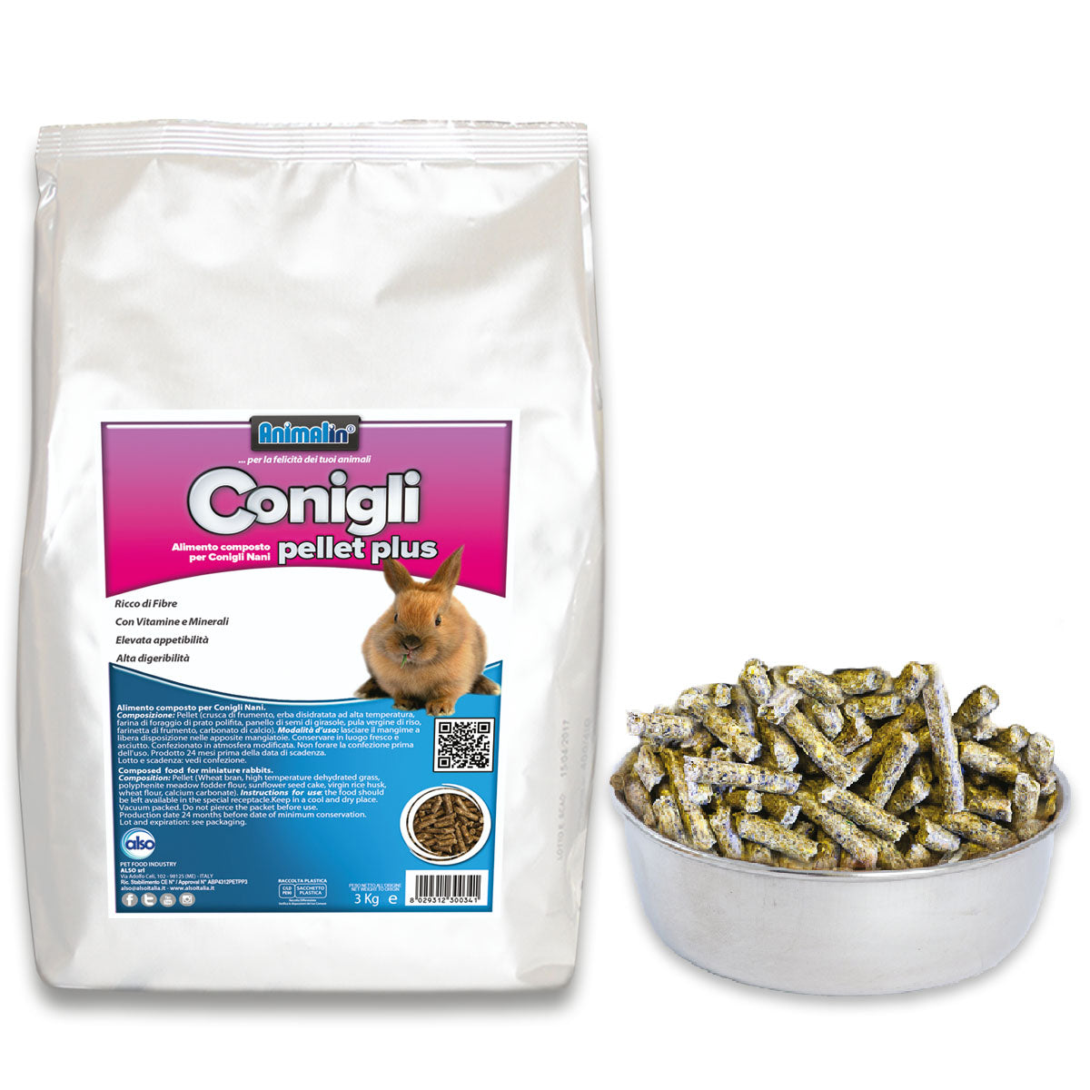 Animalin Mix Conigli Pellet Plus Equilibrato per Conigli Nani