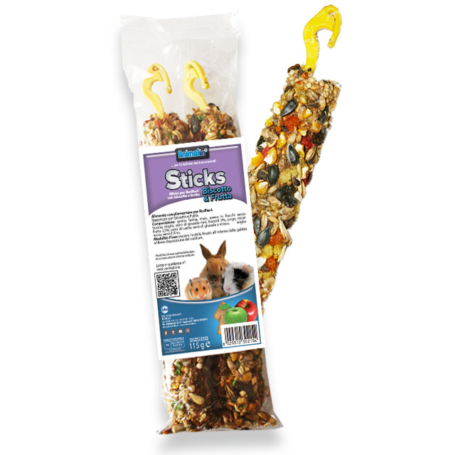 Sticks bastoncini per roditori biscotto e frutta con gancio di sospensione, 115 g