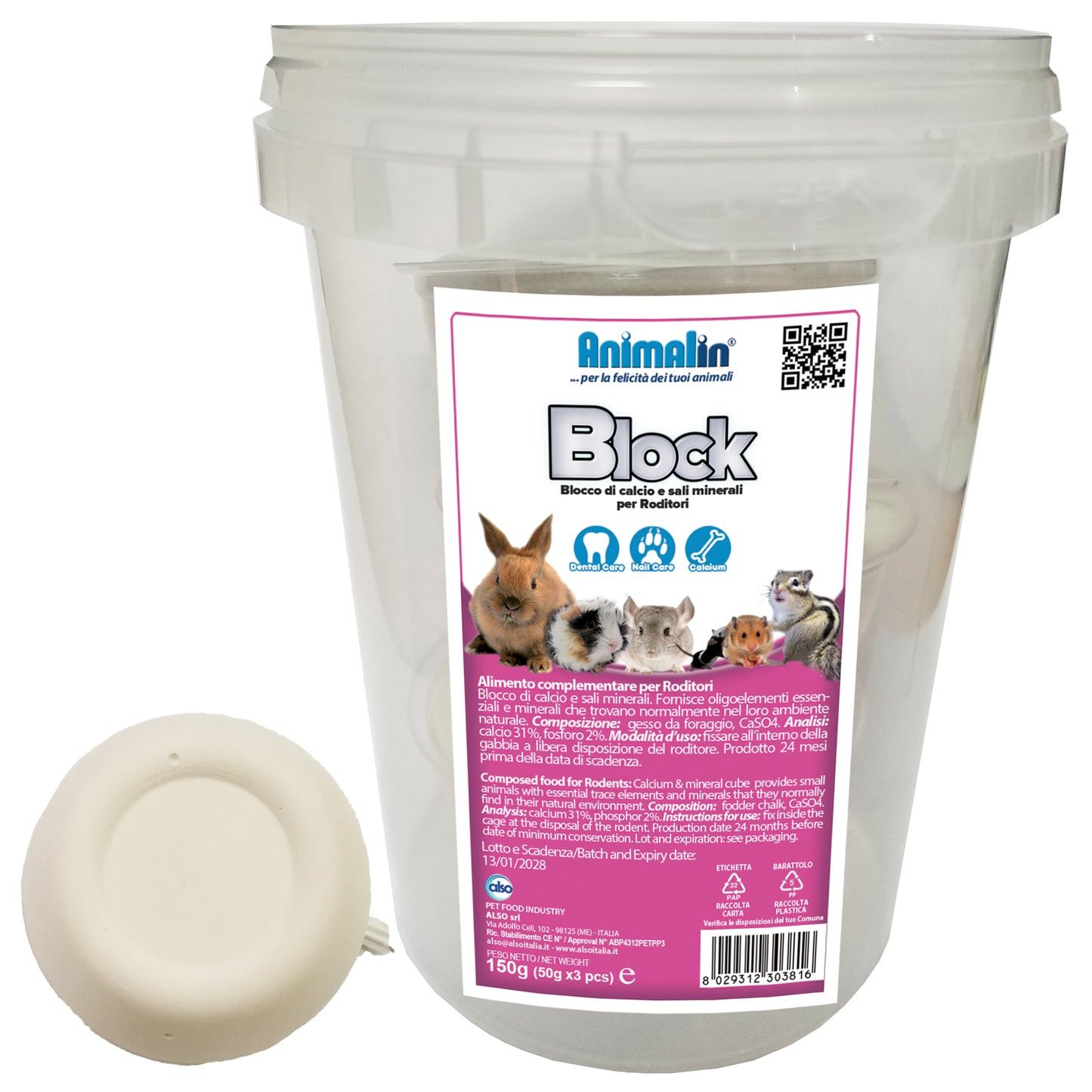 BLOCCO SALI MINERALI RODITORI (CON GANCIO)