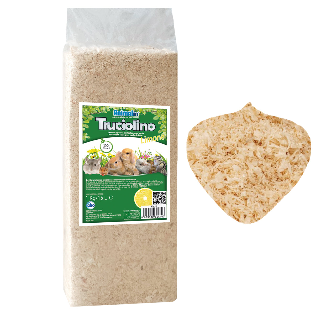 Truciolino per roditori al limone, trucioli di legno naturali aromatizzati 1 kg 15 L