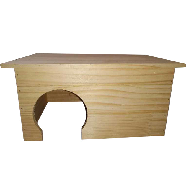 Casetta in legno naturale per roditori, rifugio sicuro per conigli e cavie