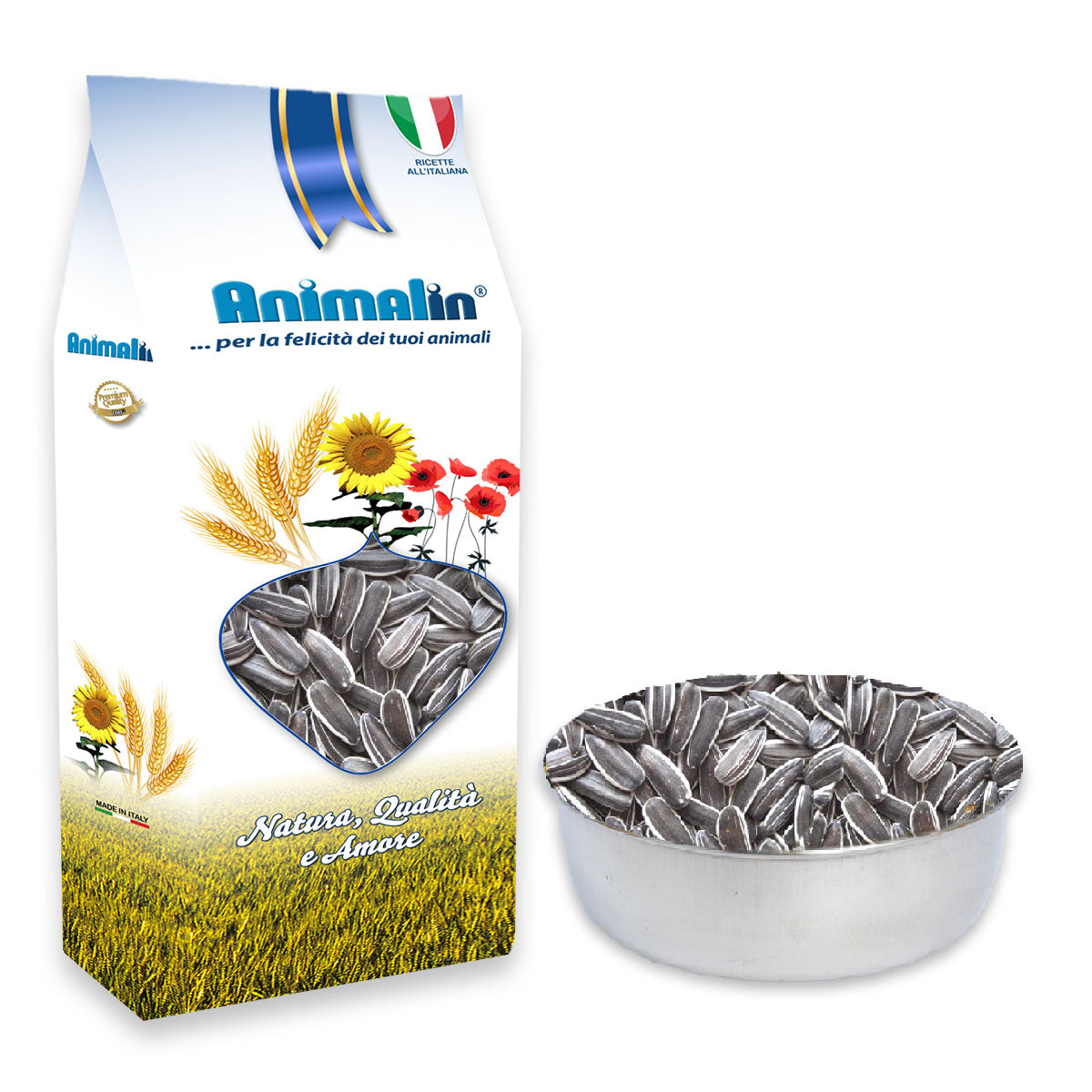 Seme di girasole naturale per uccelli e roditori, pulito e selezionato in atmosfera protettiva