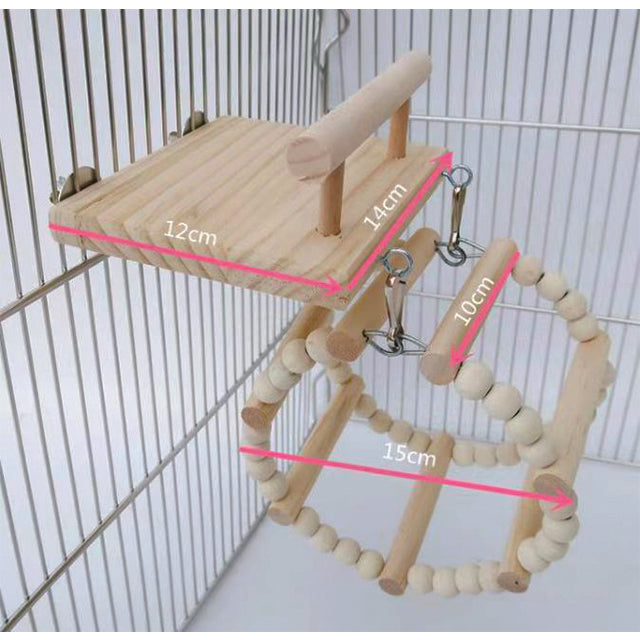 Palestrina gioco con ruota panoramica in legno per uccelli, 13 x 14 cm