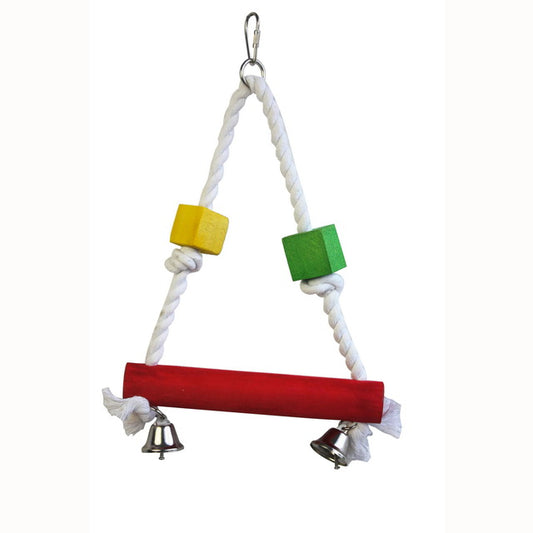 GIOCO BIRD ALTALENA TRIANGOLO CON CAMPANELLE CM 18X30