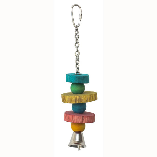 GIOCO BIRD IN LEGNO COLOR CON CATENELLA E CAMPANELLA CM 6X24