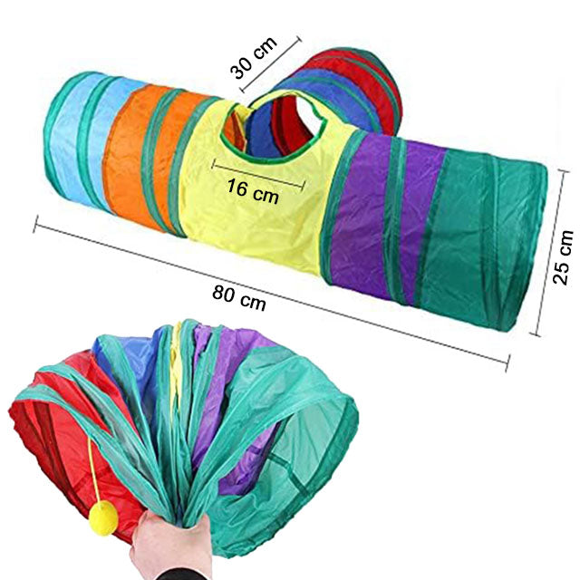 Tunnel da gioco per cani e gatti, 80x30x25 cm, in tessuto resistente con struttura flessibile