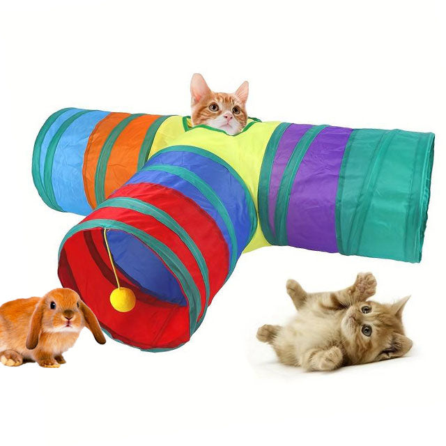 Tunnel da gioco per cani e gatti, 80x30x25 cm, in tessuto resistente con struttura flessibile