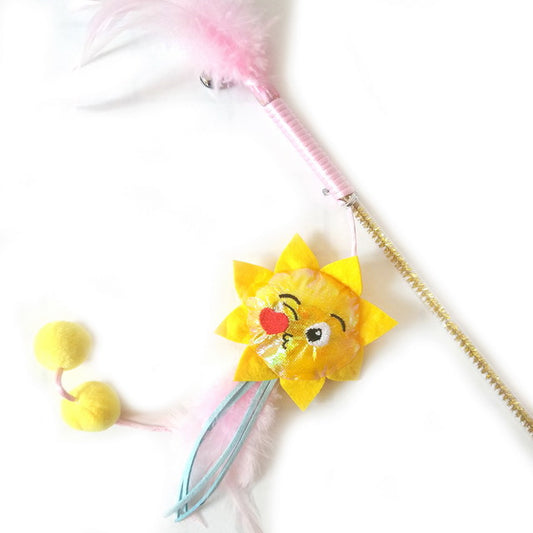 GIOCO CAT CANNA EMOTICON CON PIUME + CATNIP MIX COLOR CM 55