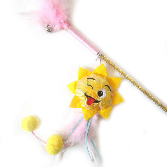 GIOCO CAT CANNA EMOTICON CON PIUME + CATNIP MIX COLOR CM 55