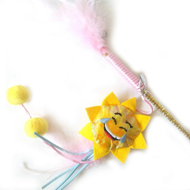 GIOCO CAT CANNA EMOTICON CON PIUME + CATNIP MIX COLOR CM 55
