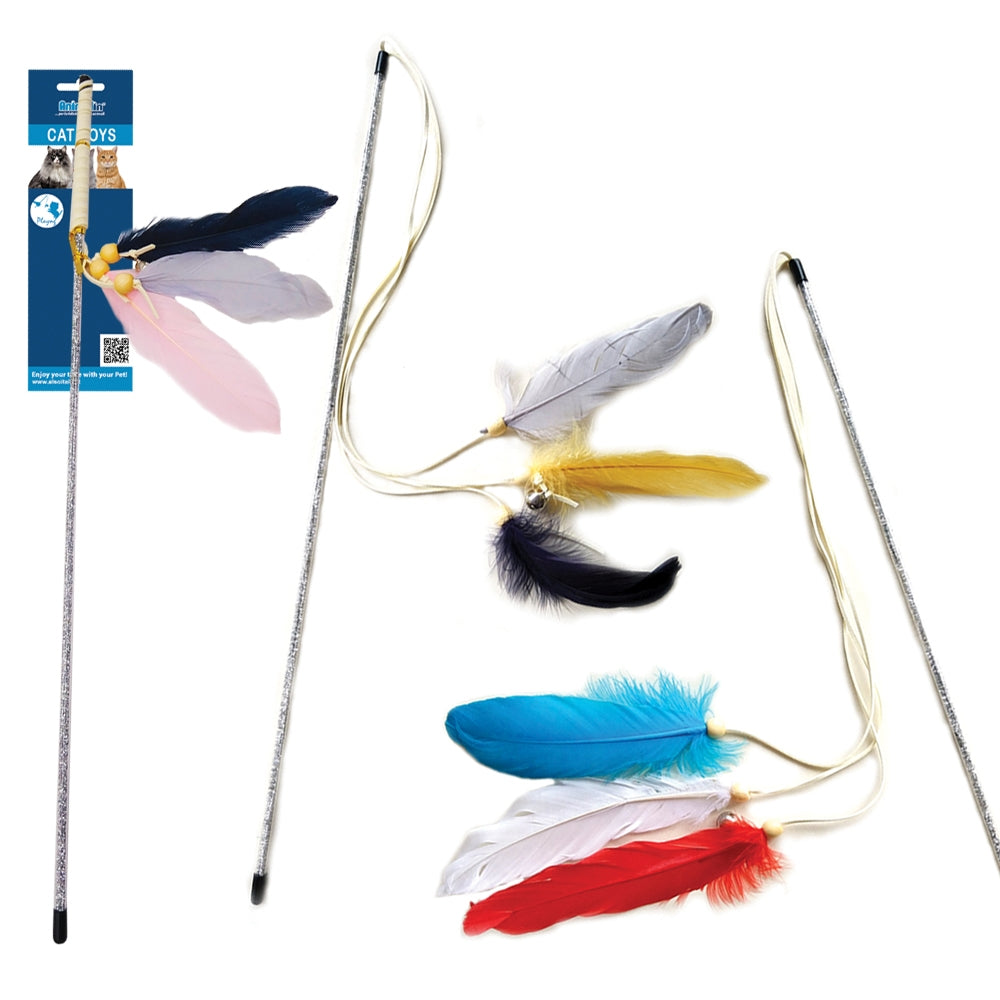 GIOCO GATTO CANNA CON PIUME CM 50