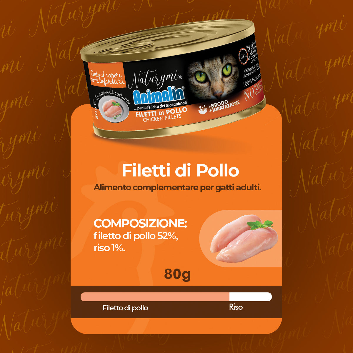 HFC filetti di pollo in acqua di cottura per gatti adulti, confezione 80 g