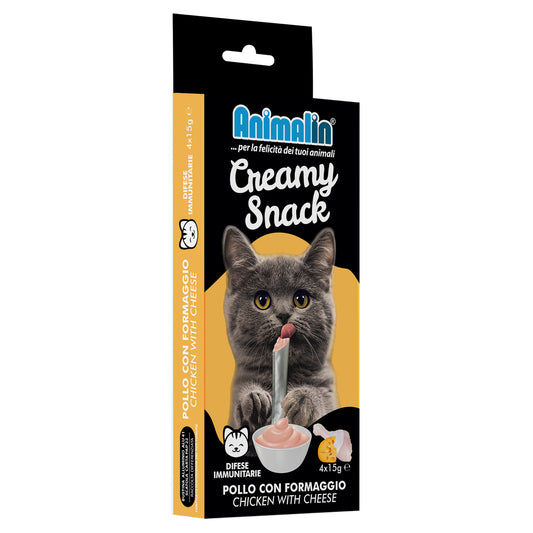 SNACK CAT CREAMY POLLO CON FORMAGGIO DIFESE IMMUNITARIE 4 PCS X 15 GR