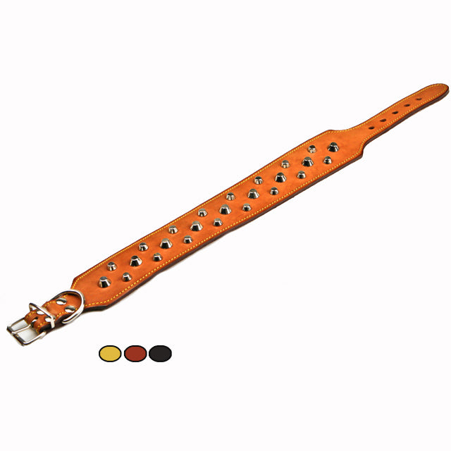 COLLARE MASTINO CUOIO CUCITO CON BORCHIE