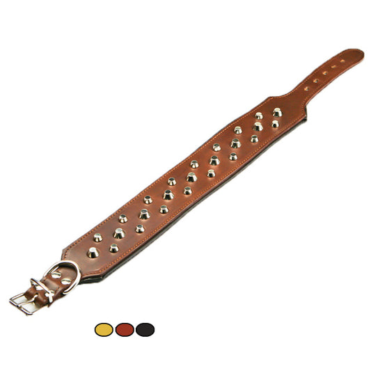 COLLARE MASTINO CUOIO IMBOTTITO CON BORCHIE