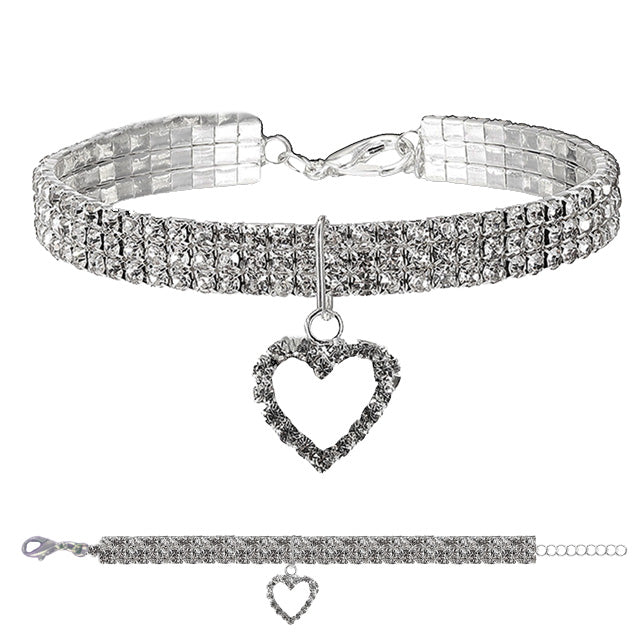 COLLARE GIOIELLO STRASS CUORE ARGENTO