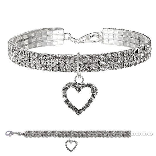 COLLARE GIOIELLO STRASS CUORE ARGENTO