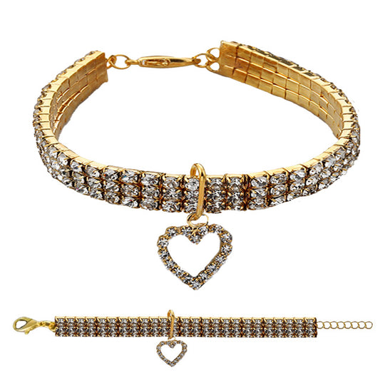COLLARE GIOIELLO STRASS CUORE ORO