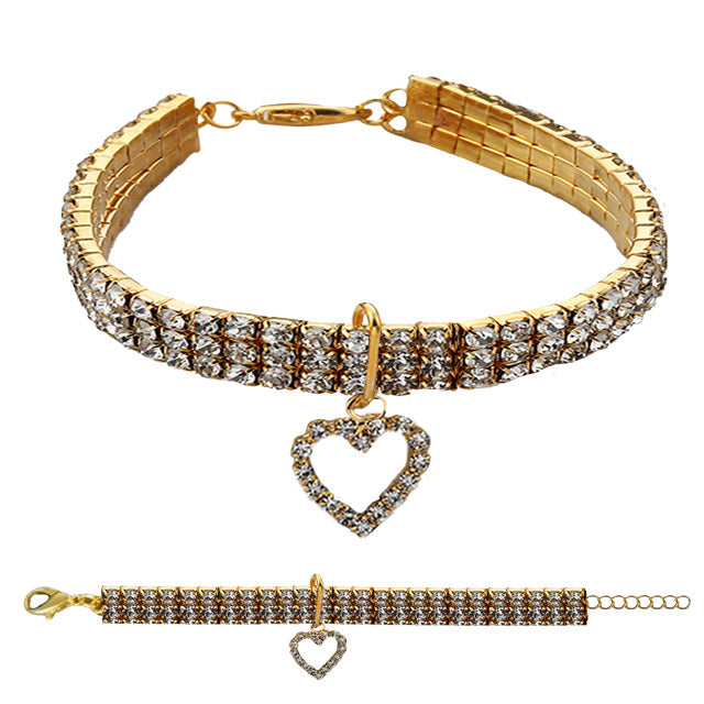 COLLARE GIOIELLO STRASS CUORE ORO