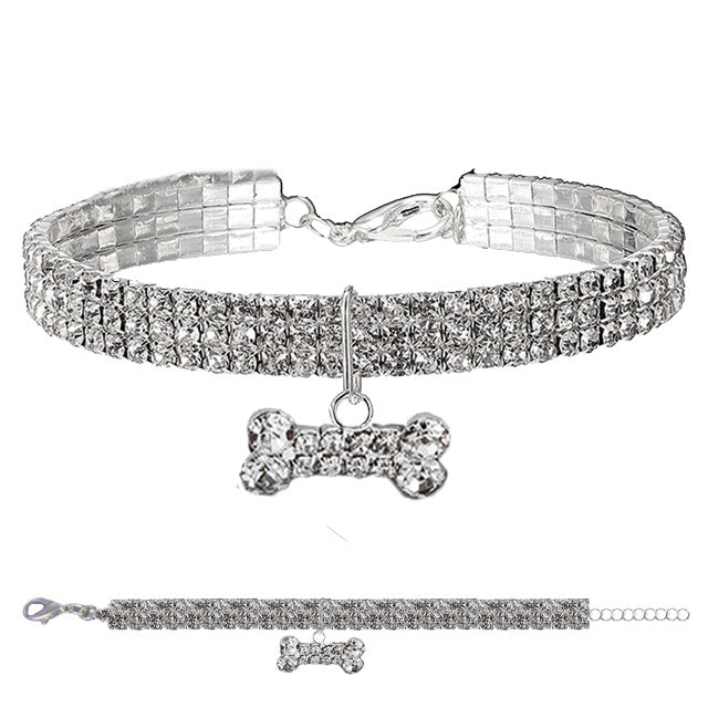 COLLARE GIOIELLO STRASS OSSO ARGENTO