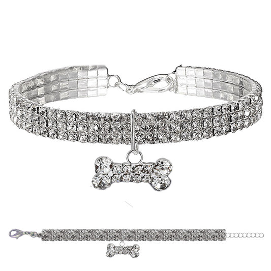 COLLARE GIOIELLO STRASS OSSO ARGENTO