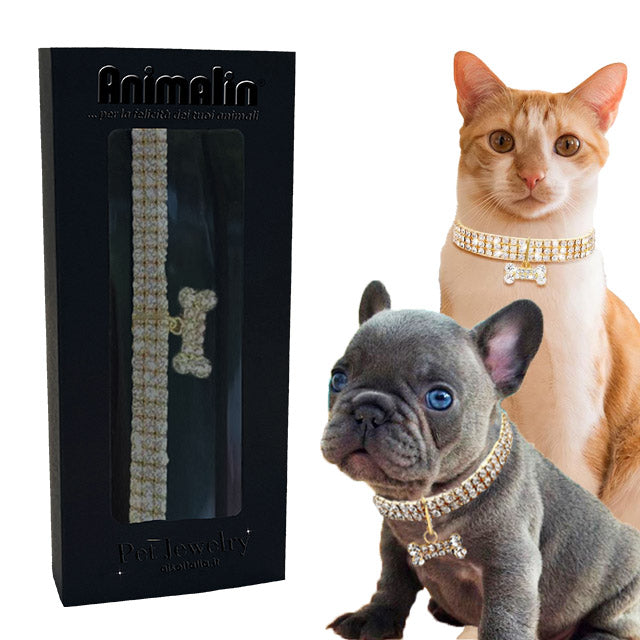 COLLARE GIOIELLO STRASS OSSO ORO