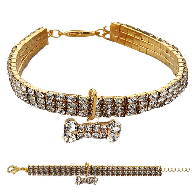 COLLARE GIOIELLO STRASS OSSO ORO