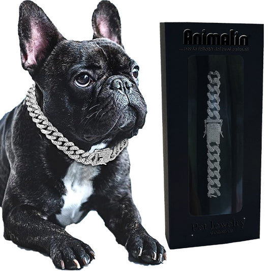 COLLARE GIOIELLO CATENA DIAMANTE ARGENTO