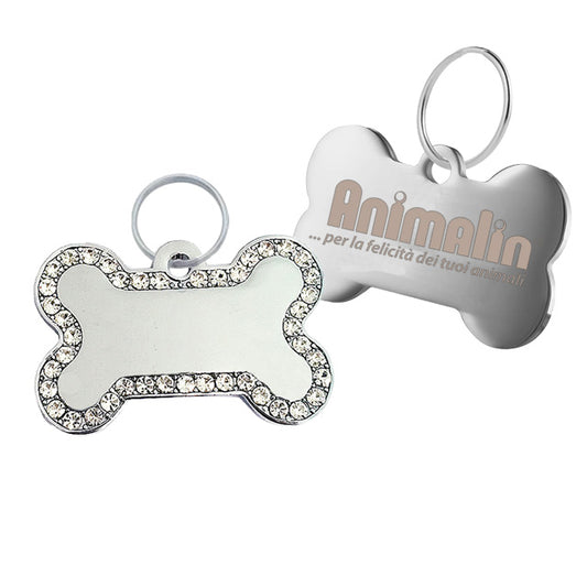 PENDENTE GIOIELLO OSSO DIAMANTE ARGENTO 4x2,6cm