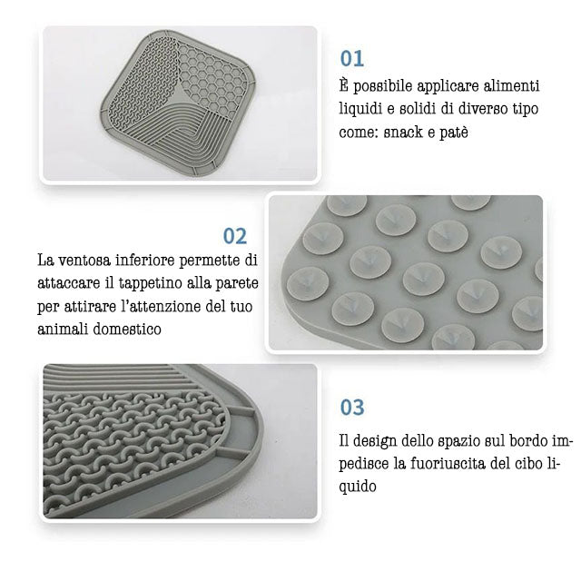 Tappetino da leccare antistress in silicone per cani e gatti con ventose di fissaggio