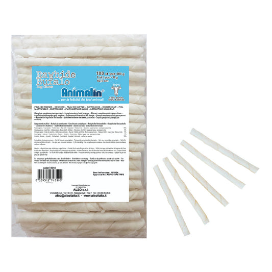 OSSO BUFALO BIANCO STICK PER CANI BUSTA DA 100 PZ