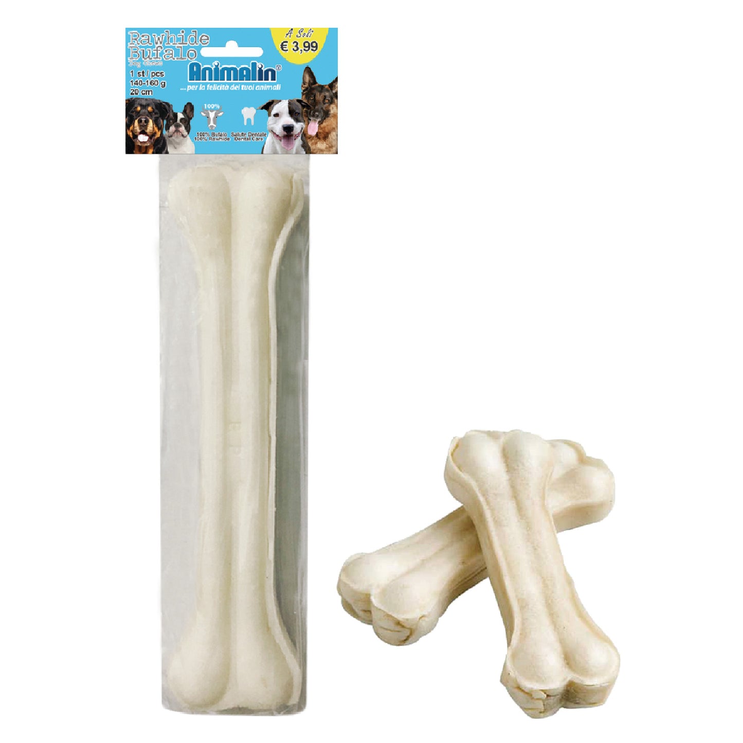 OSSO BUFALO BIANCO PRESSATO PER CANI