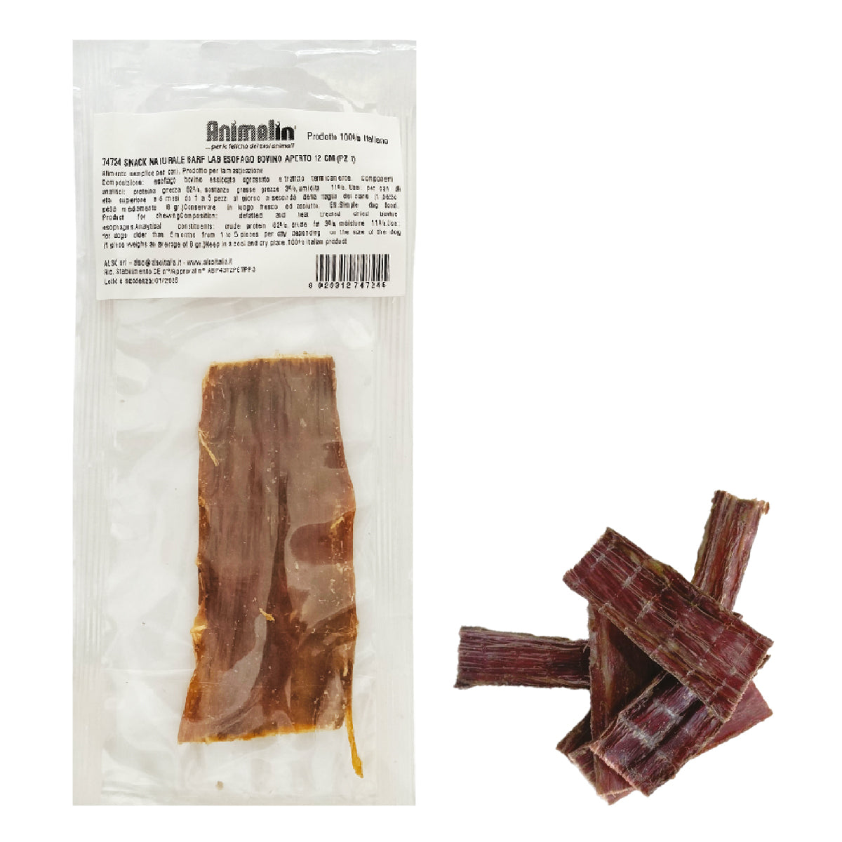 SNACK NATURALE BARF LAB ESOFAGO BOVINO APERTO