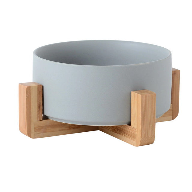 CIOTOLA CERAMICA GRIGIA CON SUPPORTO IN LEGNO